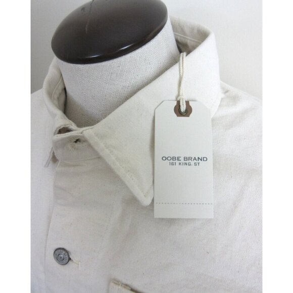 OOBE Brand Men's Button Front Canvas Cotton Chore Coat Natural White NWT - Picture 4 of 8